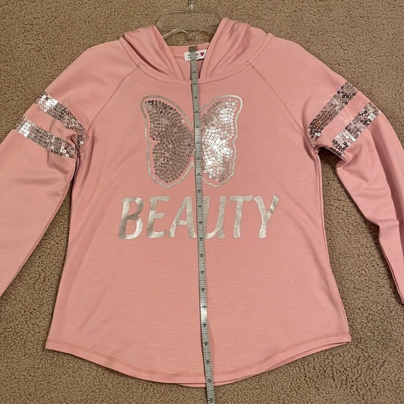 Beautees Girls Hoodie With Sparkly Silver Sequins. Size XL - Picture 2 of 8